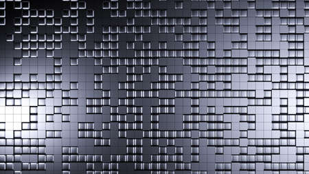 Blue black metallic background with hexagons. 3d rendering, 3d illustration.