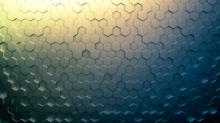 black metal background with hexagons. 3d rendering, 3d illustration.の写真素材