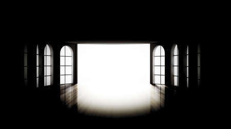 Grim black empty interior. 3d rendering, 3d illustration.の写真素材