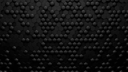 Silver black metallic background with hexagons.3d rendering, 3d illustration.の写真素材