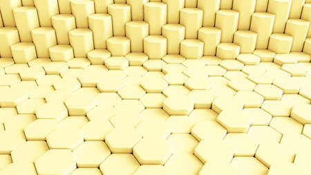 Yellow background with geometric elements. 3d rendering, 3d illustration.