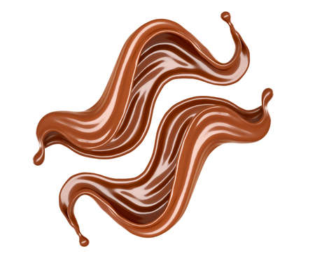 Splash of chocolate on a white background. 3d rendering, 3d illustration.の写真素材