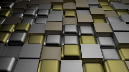 Golden black metallic background with hexagons. 3d rendering, 3d illustration.の写真素材