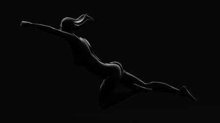 Beautiful black background with girl. 3d rendering, 3d illustration.
