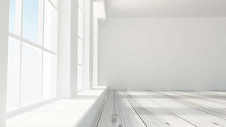 White interior room. 3d rendering, 3d illustration.の写真素材