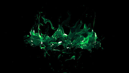 Isolated transparent green water splash on black background. 3d rendering, 3d illustration.