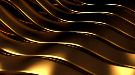 Beautiful golden background with smooth lines. 3d rendering, 3d illustration.の写真素材