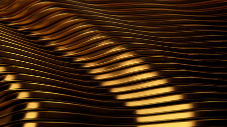 Beautiful golden background with smooth lines. 3d rendering, 3d illustration.の写真素材