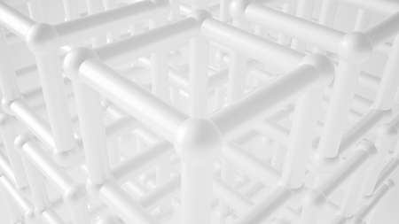 White structured background with cubes and bars. 3d rendering, 3d illustration.の写真素材