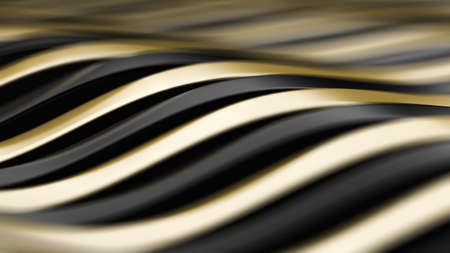 Stylish black background with gold lines. 3d rendering, 3d illustration.の写真素材