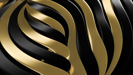 Stylish black background with gold lines. 3d rendering, 3d illustration.の写真素材