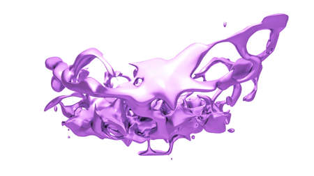 Isolated splash of purple paint on a white background. 3d rendering, 3d illustration.の写真素材
