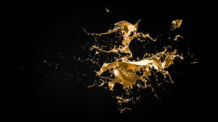 A splash of gold. 3d rendering, 3d illustration.の写真素材