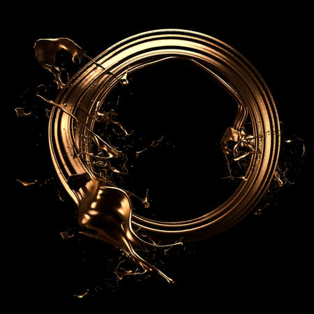 Mysterious, beautiful, luxury gold splash.3d rendering 3d illustrationの写真素材