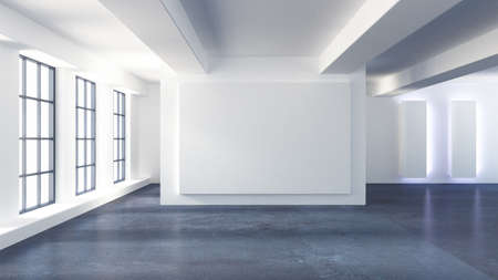 White interior room. 3d rendering, 3d illustration.の写真素材