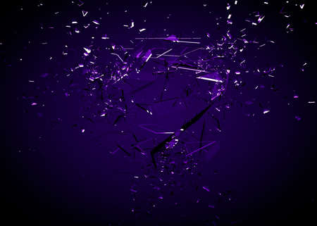 Beautiful fragments of glass splinters black background. 3d rendering, 3d illustration.の写真素材