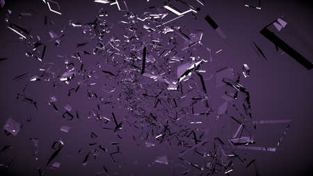 Beautiful fragments of glass splinters black background. 3d rendering, 3d illustration.の写真素材