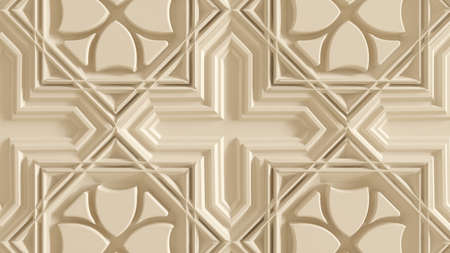 Architectural background with ornament on wall of interior. 3d rendering, 3d illustration.