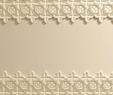 Architectural background with ornament on wall of interior. 3d rendering, 3d illustration.