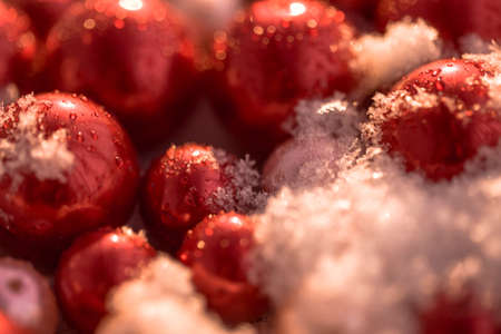 Fantastic abstract background for new year and Christmas with snow and Christmas toys.3d rendering,...