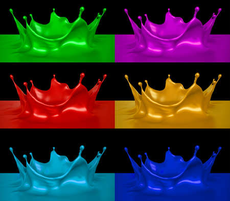 Set, Pack, a collection of isolated bursts of colors, 3d rendering, 3d illustration.