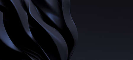 Beautiful black background with fabric flows.3d rendering, 3d illustration.
