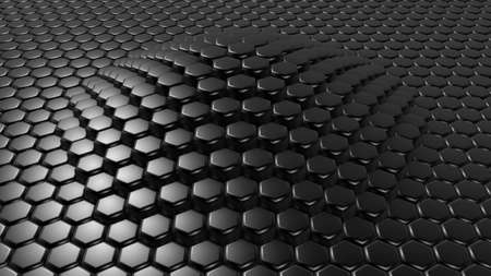 Black hexagon background. 3d rendering, 3d illustration.