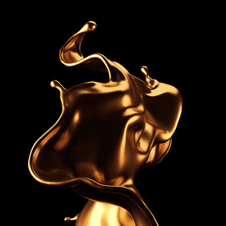 Luxury beautiful gold splash. 3d rendering, 3d illustration.の写真素材