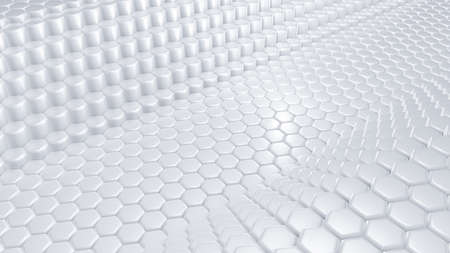 White hexagon background. 3d rendering, 3d illustration.