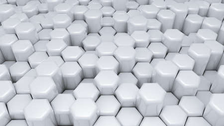 White hexagon background. 3d rendering, 3d illustration.