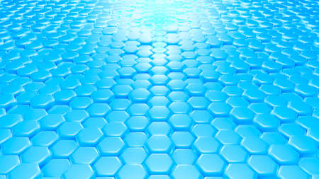 Blue hexagon background. 3d rendering, 3d illustration.