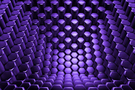 Purple hexagon background. 3d rendering, 3d illustration.