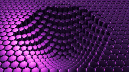 Purple hexagon background. 3d rendering, 3d illustration.の写真素材