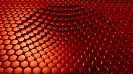 Red hexagon background. 3d rendering, 3d illustration.の写真素材