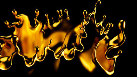 Splash gold. 3d illustration, 3d rendering.の写真素材