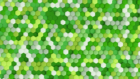 Green abstract background with hexagons. 3d rendering, 3d illustration.