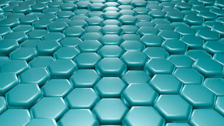 Turquoise hexagon background. 3d rendering, 3d illustration.