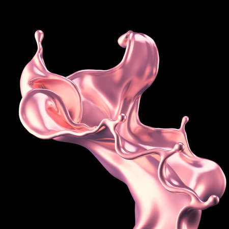 Luxury beautiful splash of pink gold. 3d rendering, 3d illustration.の写真素材
