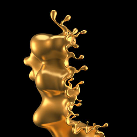 Splash gold. 3d rendering 3d illustrationの写真素材