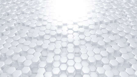 White hexagon background. 3d rendering, 3d illustration.
