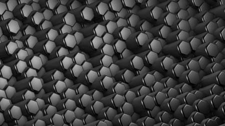 Black hexagon background. 3d rendering, 3d illustration.