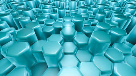 Turquoise hexagon background. 3d rendering, 3d illustration.