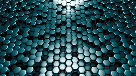 Green hexagon background. 3d rendering, 3d illustration.の写真素材