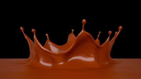 Tasty, sweet chocolate background with a splash,  3d rendering, 3d illustration.の写真素材
