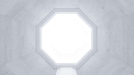 Fantastic futuristic space interior of the tunnel. 3d rendering, 3d illustration.
