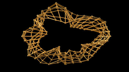 Abstract golden form on a black background. . 3d rendering, 3d illustration.