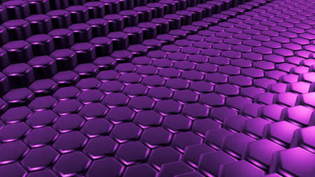 Purple hexagon background. 3d rendering, 3d illustration.の写真素材