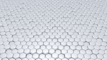 White hexagon background. 3d rendering, 3d illustration.の写真素材