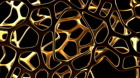 Abstract gold mesh on a black background. 3d rendering, 3d illustration.の写真素材