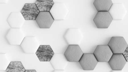 White abstract background with hexagons. 3d rendering, 3d illustration.